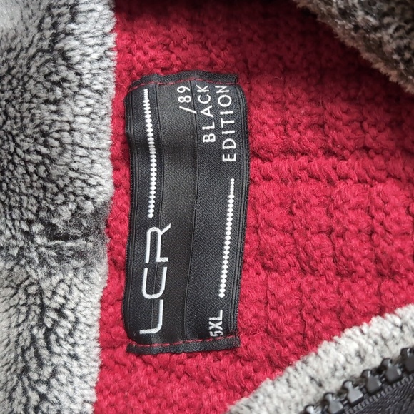 LCR Black Edition Knit Full Zip Sweater in Red Faux Fur Hood Lining - Picture 4 of 11